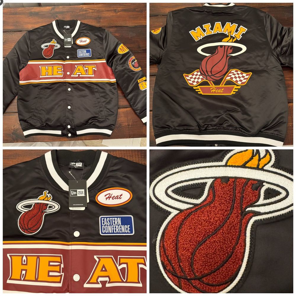 New Era Miami Heat Rally Drive Racing Satin Jacket